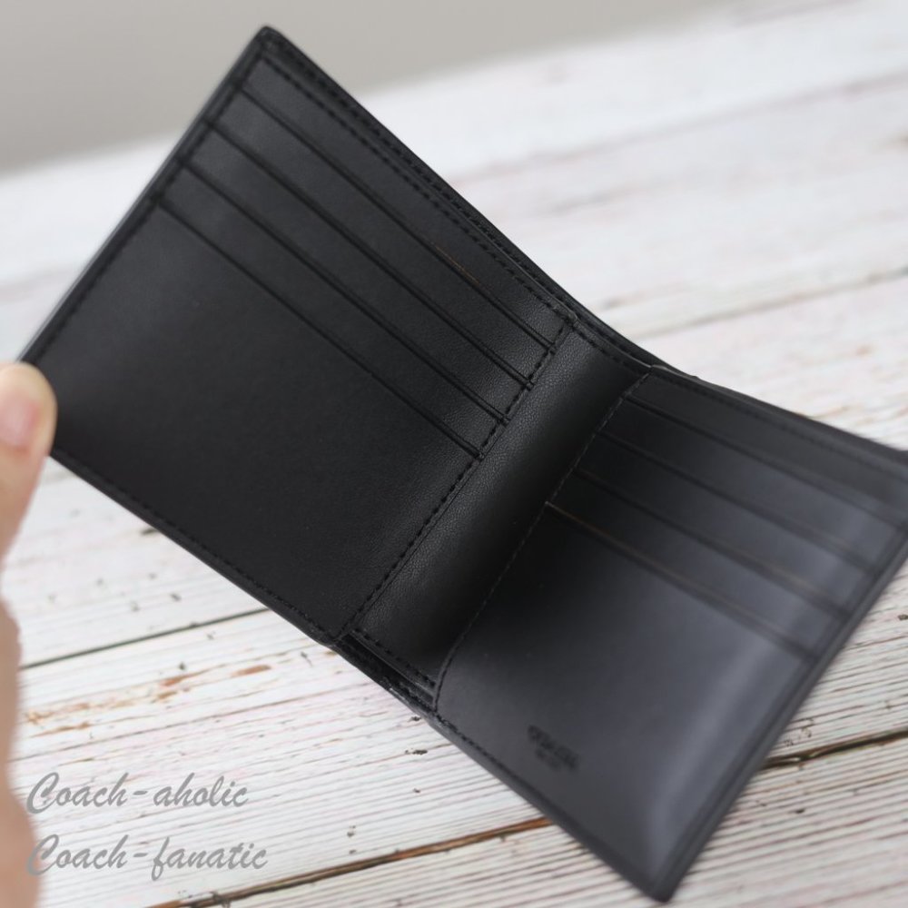 NWT Coach CP219 MEN's 3 In 1 Wallet In Signature Canvas & Leather Black/Chalk - Picture 6 of 9